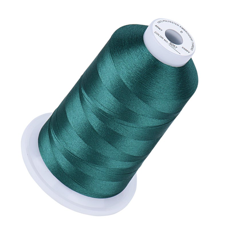 Simthread 5500Yds Embroidery Thread, 5000M High-Yardage 40WT 100% Polyester Thread - 170+ Vivid Colors, High-Speed Rated - Compatible with Brother, Singer, Janome & More - Deep Turquoise S057 - Image 1